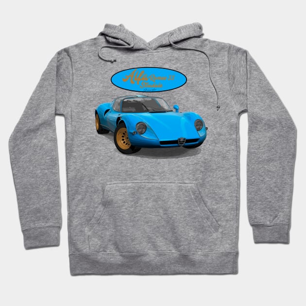 Alfa Romeo 33 stradale Blue Hoodie by PjesusArt